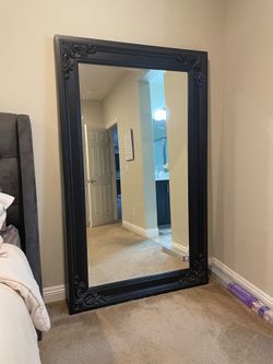 Large 6'4" Ornate Black Floor Mirror – Excellent Condition 700 retail new