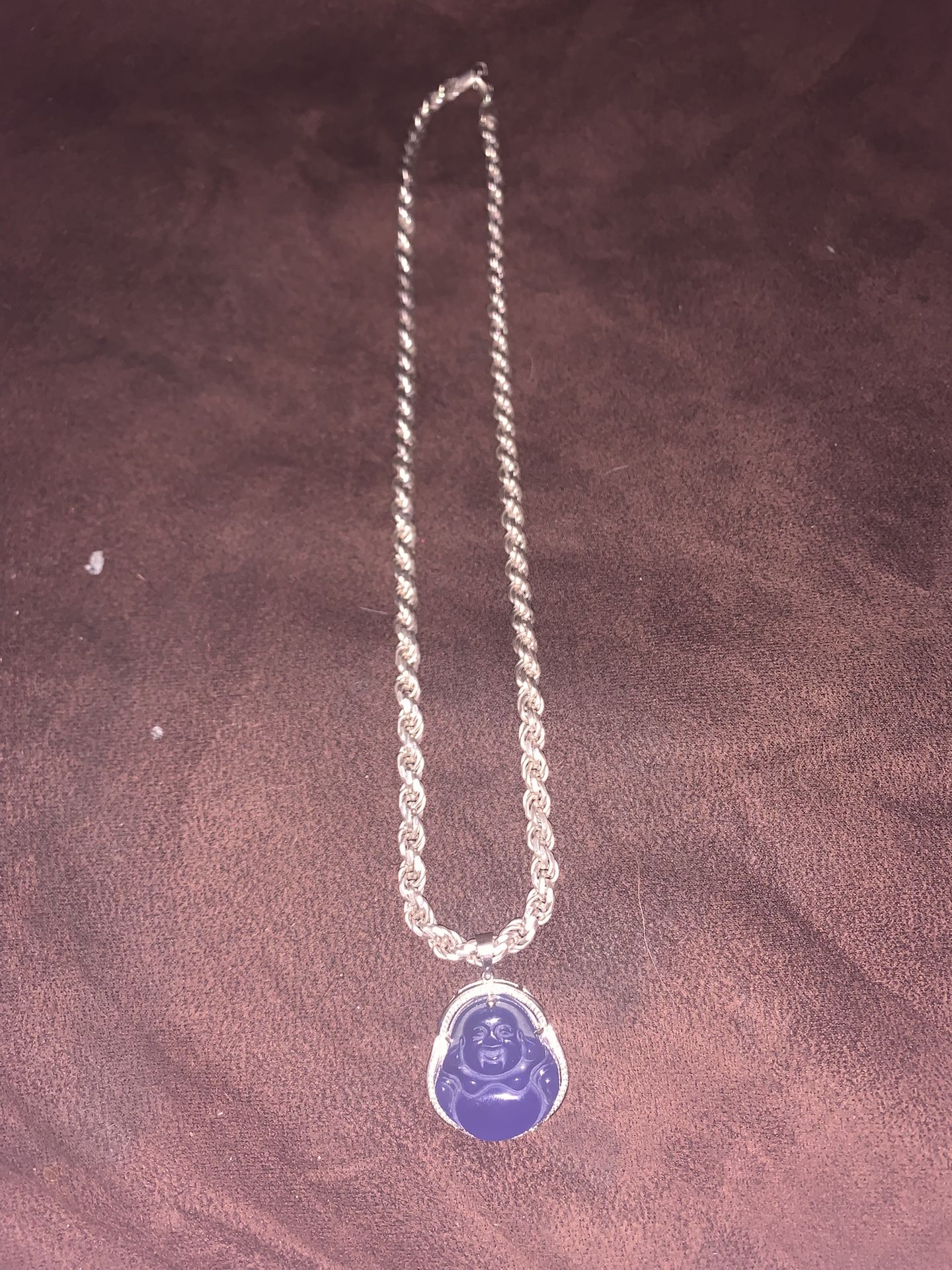 6 Mm 26 Inches Long 925 Sterling Silver Necklace And Pendant.