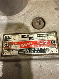 Milwaukee 6230 Heavy Duty Bandsaw 120V 60Hz 6A 0-350FPM A3876DH