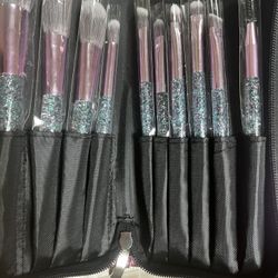 New 10 Piece Makeup Brushes With Bag