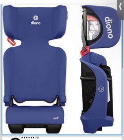 New Diono Airi Travel High Back Booster Seat, Foldable Slim 3‑Across Fit, Blue