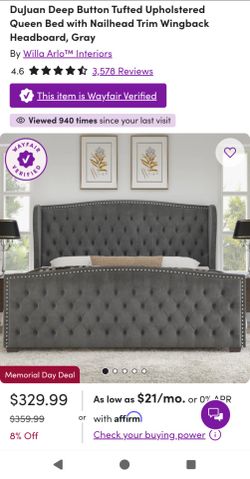 Queen Tufted Headboard/Bed Frame