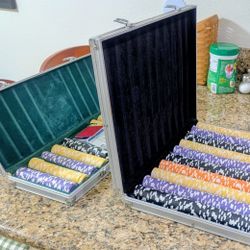 Large Set Of Poker Chips 2 Cases