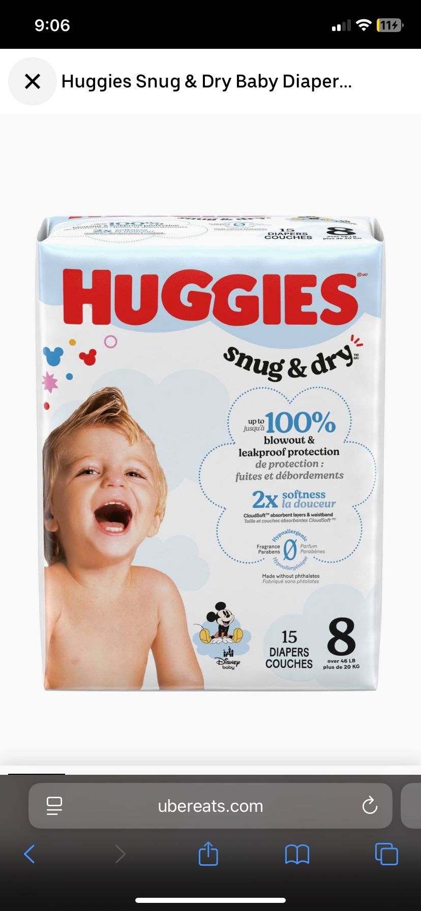 Huggies Size 8 (15) Pack 4 Packs Available