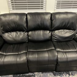 Pillow Top Arm Faux Leather Rectangle Reclining Sofa