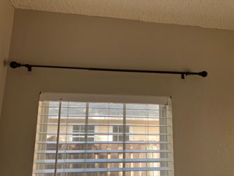 Black Metal Curtain Rod with Ball Finials & Hardware