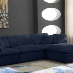 Cozy Velvet Navy Cloud Modular Sectional

