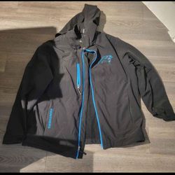 Men's Size XL NFL Carolina Panthers Fleece Lined removable hooded jacket