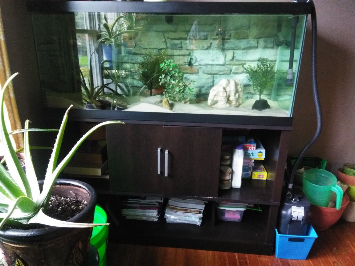 75 Gallon Fish Tank W/Stand & Fluval Filter