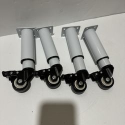 9-14 Inch Adjustable Metal Furniture Legs with Braked Swivel Casters for Cabinet/Sofa/Bed/Coffee Table/Dresser - Heavy Duty Replacement Support Legs (