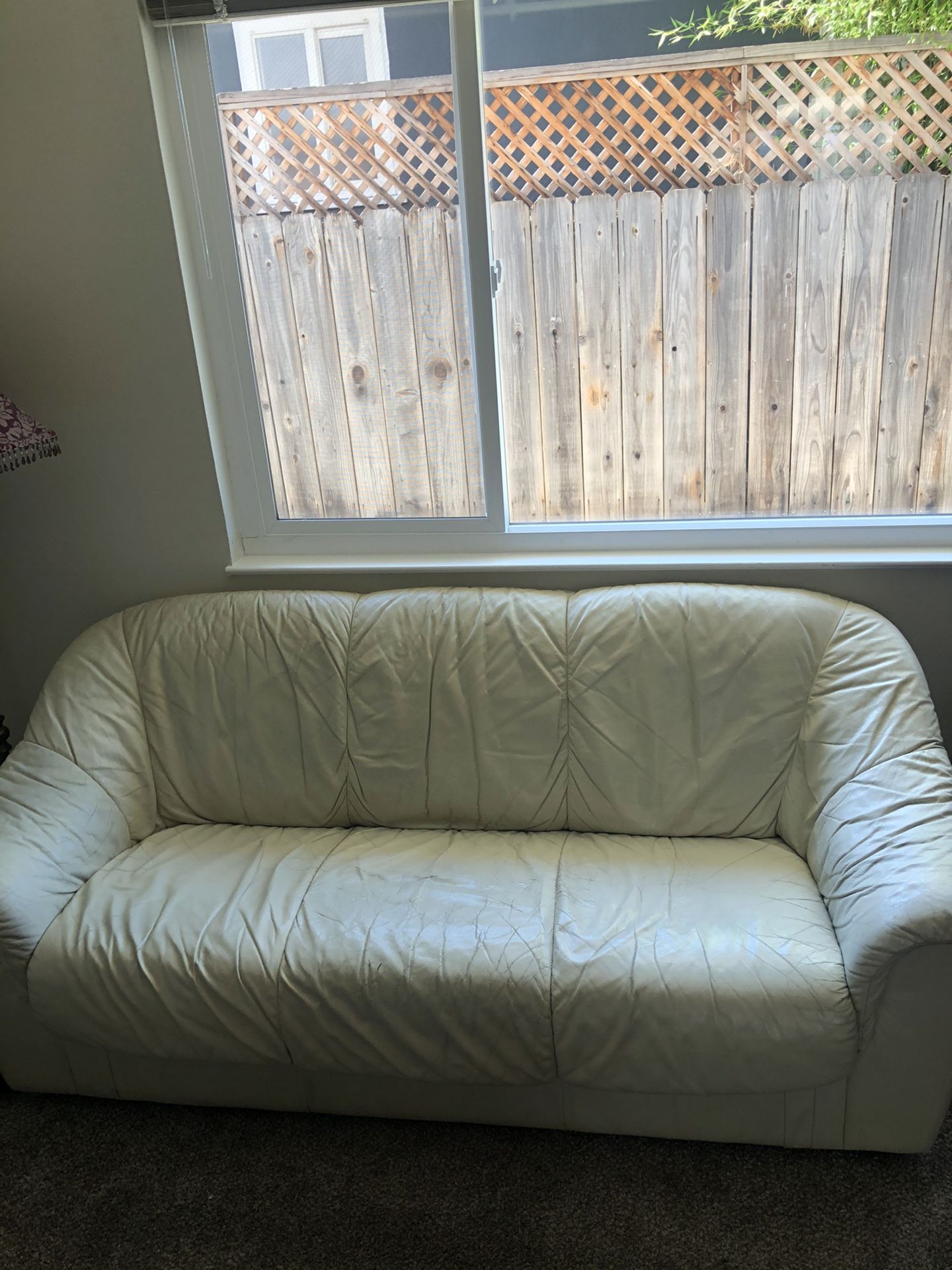 White Leather Love Seat/Sofa/Couch
