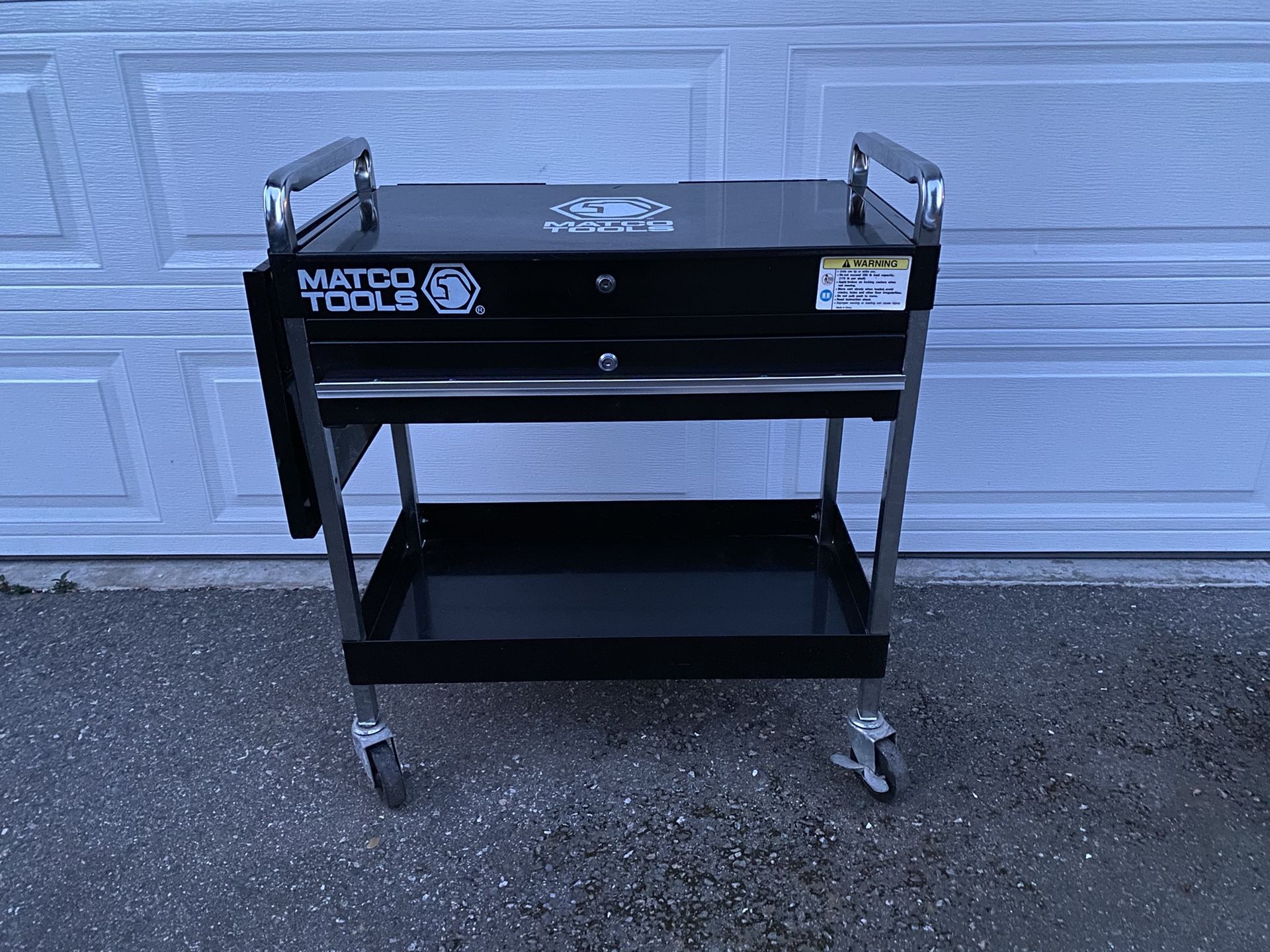 Matco Tool Cart with Folding Side Shelf