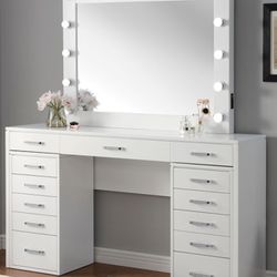 💜 Wood  Vanity  W/ USB LED Lights 🩷