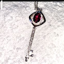 Rare Red Silver Tourmaline Necklace