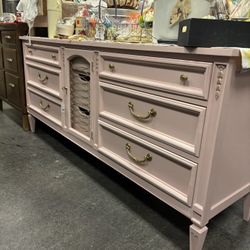 Newly Refinished Pink 8 Drawer Dresser 