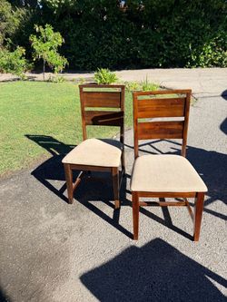 Set of 6 Wood Dining Chairs with Upholstered Seats