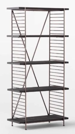 CB2 Scala Black Wood Bookshelf with Metal Frame