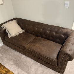 Brown leather couch