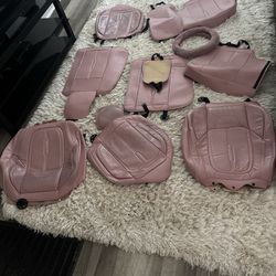 Pink full car seat set with wheel cover