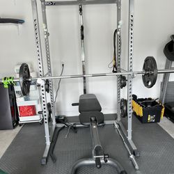Power Rack Gym With Lat Pull-down. Workout Exercise Equipment