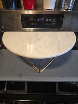 Genuine Chinto Solid White Marble & Gold Floating Wall Shelf