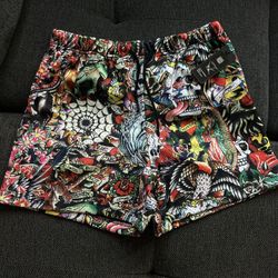 Ed Hardy Tattoo Print Mesh Shorts