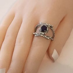 Blue Oval Ring, Size 7