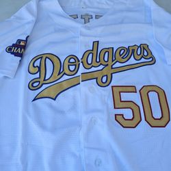 White Gold Stitched Los Angeles Dodgers Mookie Betts Championship Jersey