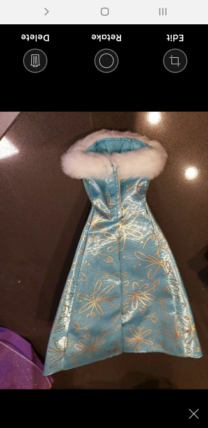 Barbie Authentic Strapless TEAL Blue Gown 