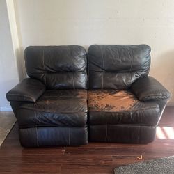 Free leather recliner couch loveseat 