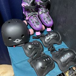 Youth Girls Roller Blades, Helmet and Elbow/Knee Pads 