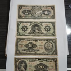 Antique Mexico Banknotes , Bills - Old Money / Billetes Antiguos De Mexico