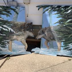 Two Piece Wolf Paintings