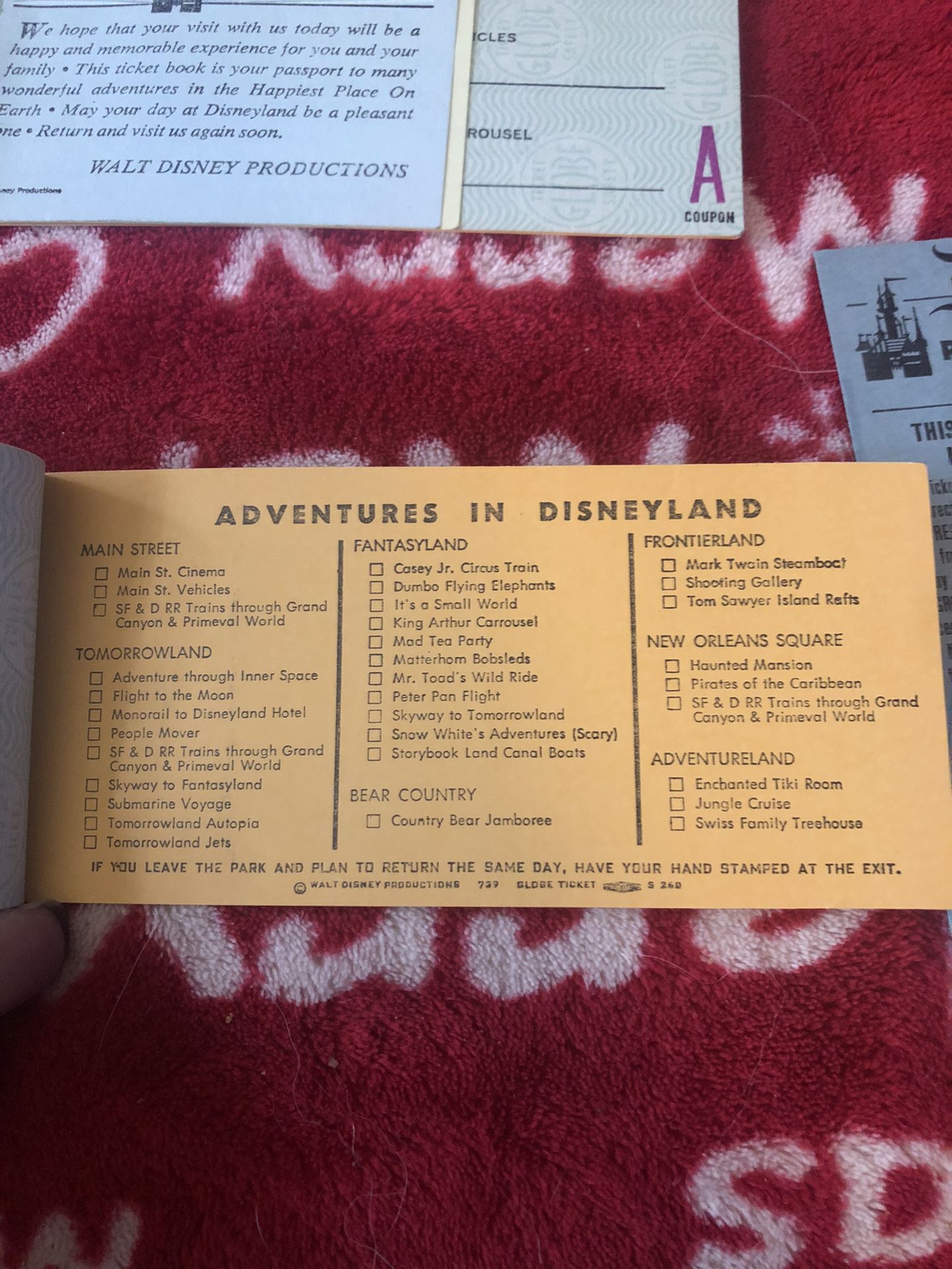 Disneyland Ride Ticket Books And Parking Ticket