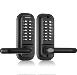 Mechanical Keyless Entry Door Lock, 14 Digit Keypad, Double-Sided Embedded Outdoor Gate Door Locks Set With Keypad And Handle, Water-Proof Zinc Alloy,