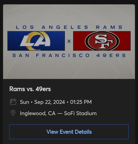 VIP Los Angeles Rams Vs. San Francisco 49ers