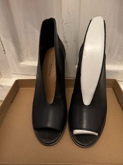 Lucky Brand  Black Leather peep toe boots (Also Posted in Latte & Pink)