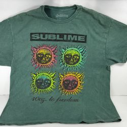Official Sublime "40oz to Freedom" Green Distressed Graphic Short Sleeve Tee XL