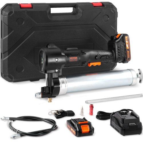 VEVOR Cordless Grease Gun, 20-Volt, 10,000 PSI, 39" Long Hose, Electric Grease Gun Kit Professional High Pressure Battery Powered Grease Gun with Carr