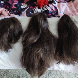 New 3 Brown Wig/ponytail Pieces $10 For.all