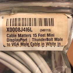 15 Ft Mini Display Port Thunderbolt To Vga