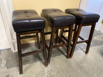Chocolate Upholstered Counterstool w/ Dark Brown Legs (Set of 3)