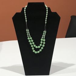 Two - Layers Jade/Silver Beads Necklace