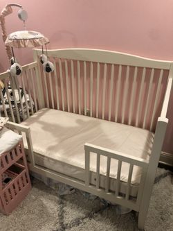 White Crib, Mattress And Conversion Kit