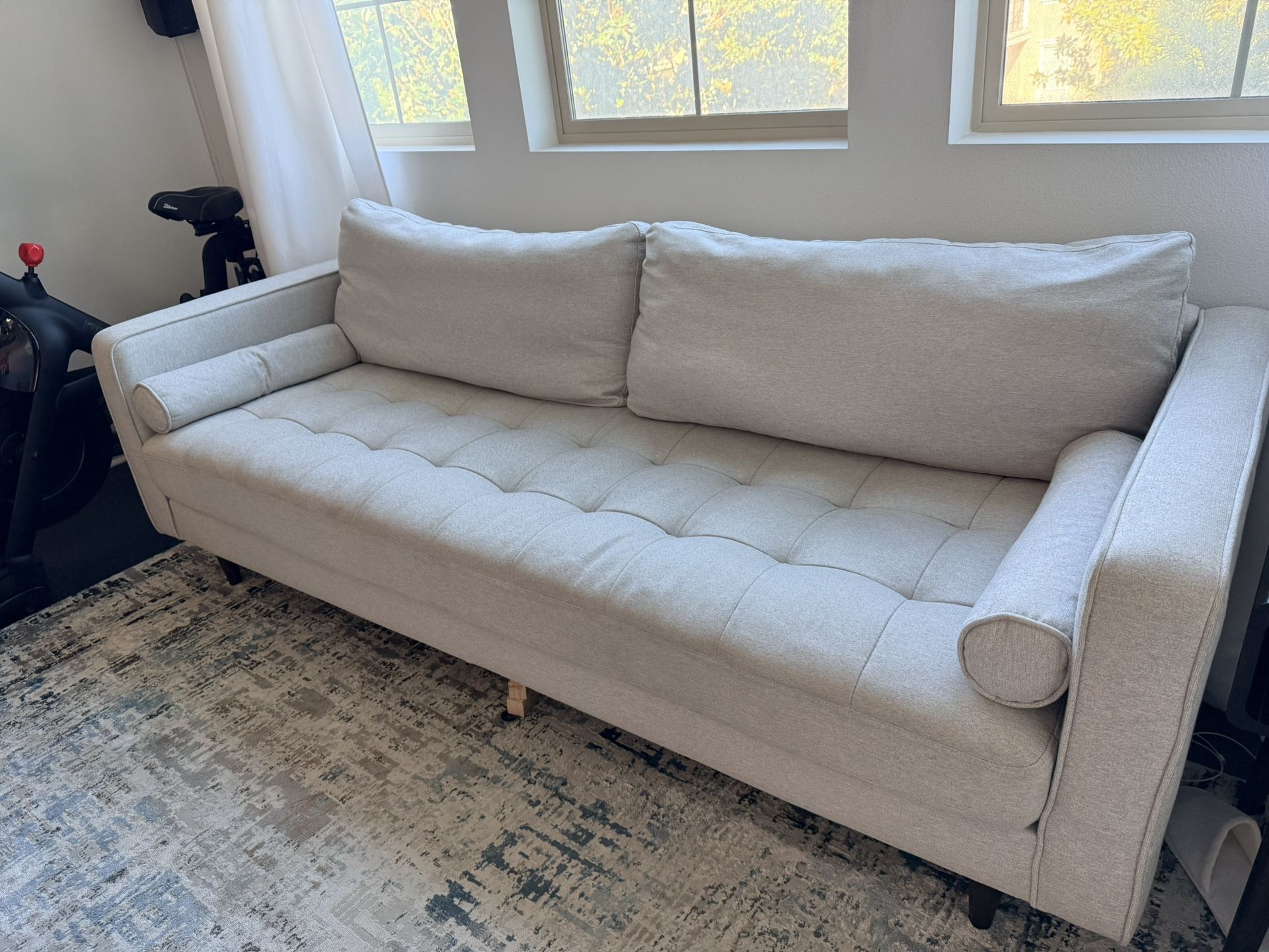88” Upholstered Light Gray Sofa