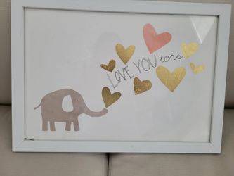 Cuadro de elefantes y corazones como nuevo