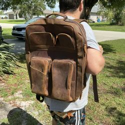 Raw Buffalo Leather Backpack