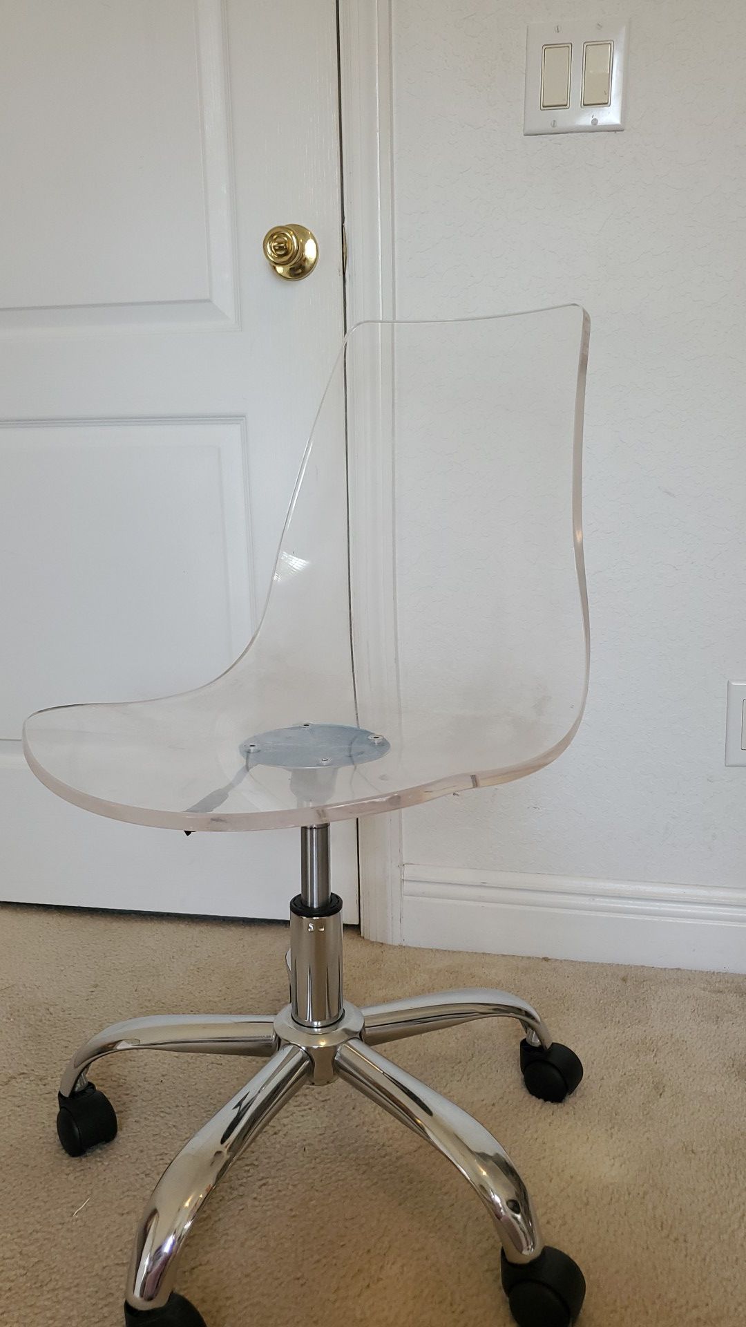 Acrylic Office Chair with Wheels-Clear