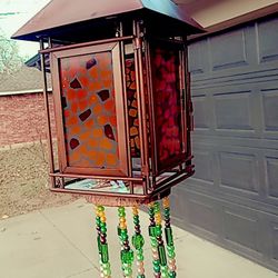 Handmade Beaded Copper Tone Metal Wind-chime 