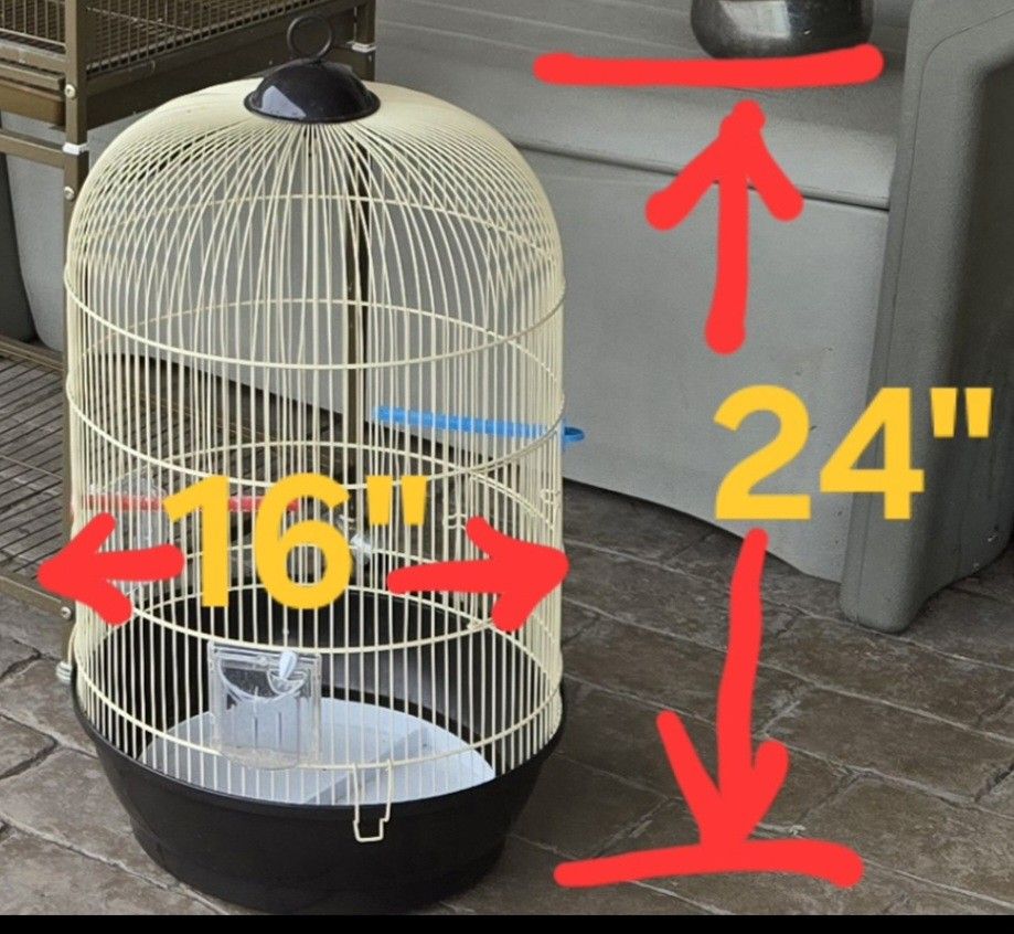 One Bird Cage 24"×16" DIA and lot of new accessories.